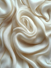 Obraz premium Close-up of creamy white silk fabric with elegant swirling folds and soft texture.