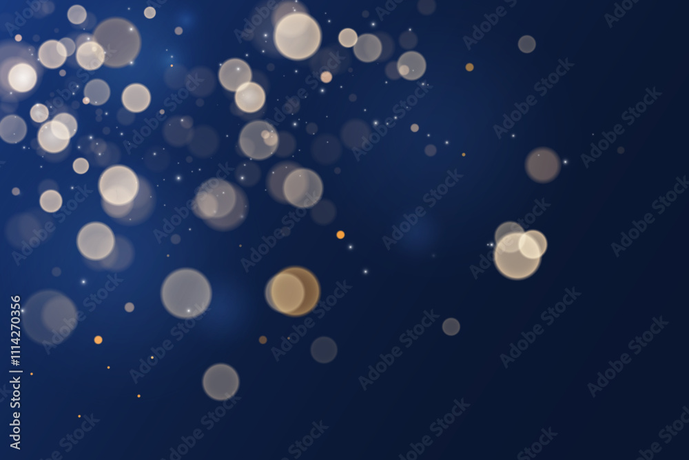 Poster gold bokeh lights isolated. vector background with gold sparkles