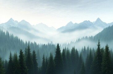 Fototapeta premium Misty Mountain Forest Landscape