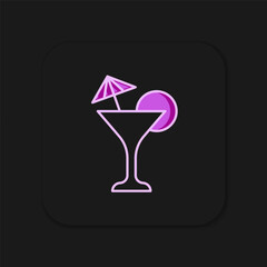 Filled outline Martini glass icon isolated on black background. Cocktail icon. Wine glass icon. Flat filled outline style with shadow. Vector