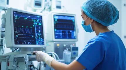 Medical Professional Checking Vital Signs on Device