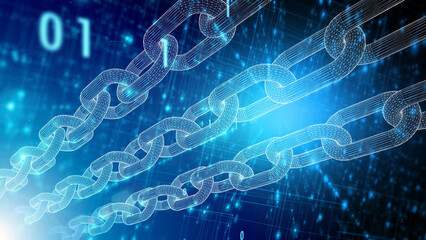 Digital technology chain business cryptocurrency mining illustration background.	
