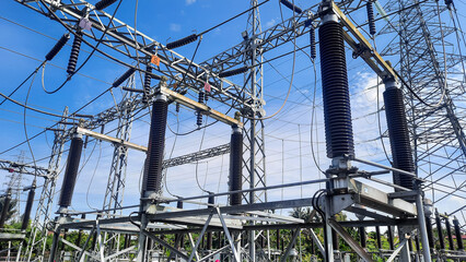 The electricity substation transmits electricity through the system