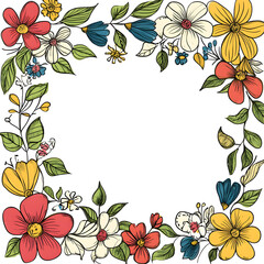 Creative 2D Doodle Floral Illustrations Text Space for Versatile Designs, Greeting Cards, Invitations