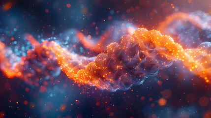 Abstract Digital Wave with Glowing Particles and Light Effects