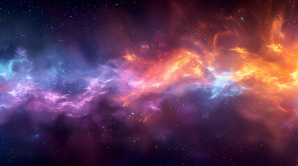 Fototapeta premium Vibrant Cosmic Nebula with Colorful Swirls of Light and Darkness