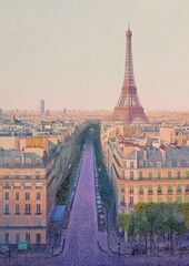 Parisian Perspective A Tranquil Dawn View of the Eiffel Tower