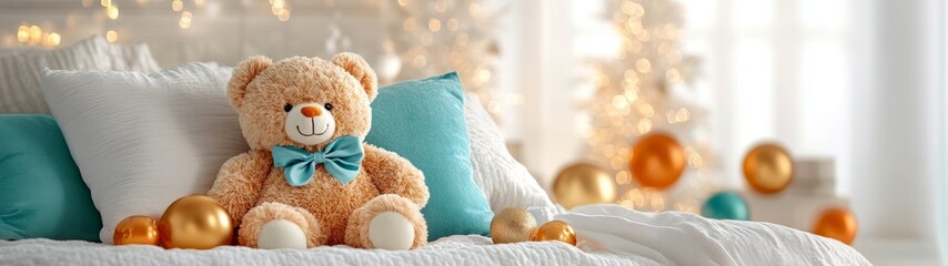 Obraz premium Create an Enchanting Plush Teddy Bear Image for Kids' Rooms, Gifts, and Nursery Decor, Perfect for Heartwarming Moments and Childhood Memories