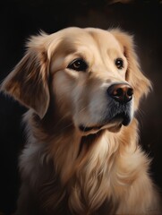 Golden Retriever Portrait Study in Warm Lighting
