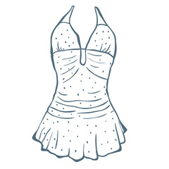 Line Art Illustration of Beach Dress. Vector Graphic.