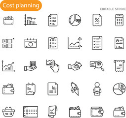 Financial Budgeting Cost Planning Icons Budget, Expenses, and Profit