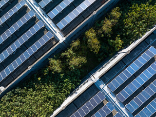 The solar photovoltaic power station on the factory roof