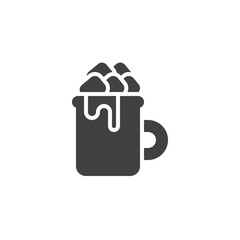 Warm chocolate drink with marshmallows vector icon