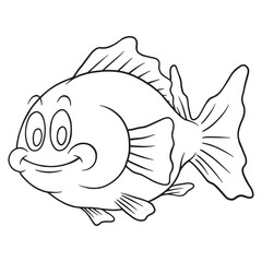 coloring cartoon of chubby gold fish