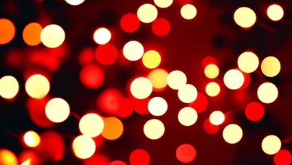 Obraz premium Red-orange trendy festive background of blurry Christmas lights 