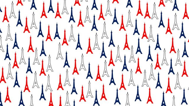 Eiffel Tower pattern illustration France Travel Landmark line art and silhouette
