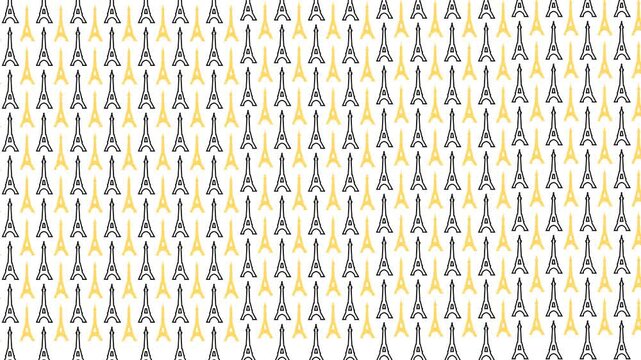 Eiffel Tower pattern illustration France Travel Landmark line art and silhouette
