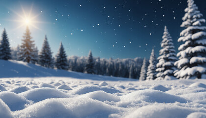 Obraz premium christmas background snow winter landscape with trees