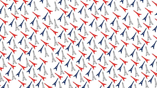 Eiffel Tower pattern illustration France Travel Landmark line art and silhouette
