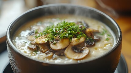 Bowl of mushroom soup food.