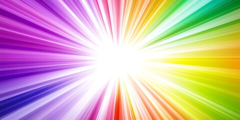 Obraz premium Vibrant and energetic backdrop with colorful sun rays bursting from a bright white center
