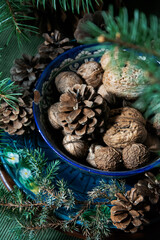 christmas decoration with cones