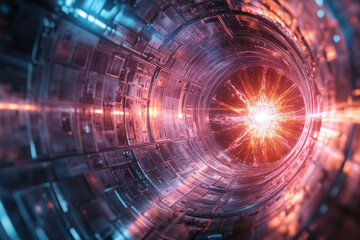 Fototapeta premium Radiant Energy Core Inside a Futuristic Tunnel
