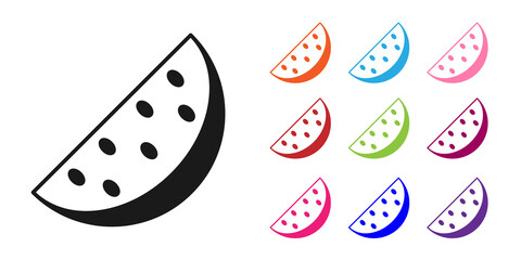 Black Watermelon icon isolated on white background. Set icons colorful. Vector