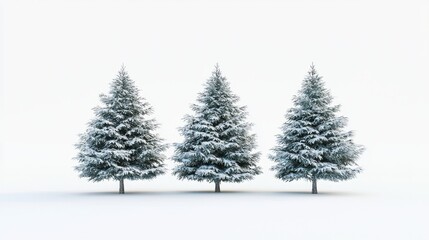 Obraz premium Simple Christmas trees set against a light backdrop in shades of blue and white.