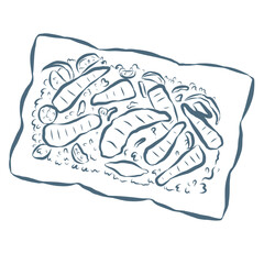 Line Art Illustration of Mediterranean Dish. Vector Graphic.