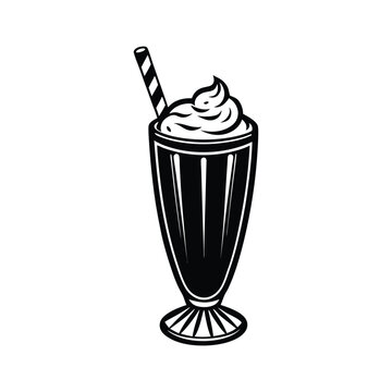 black milkshake with whipped cream clip art preview