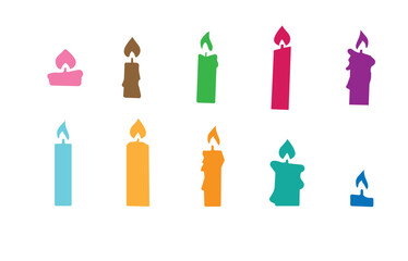 candle set icon, fire, burn

