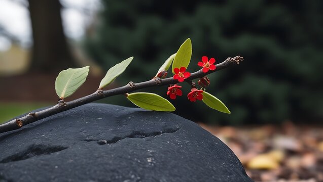 Landscape with red higabana flowers