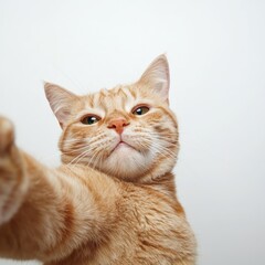Playful orange cat taking a selfie