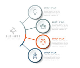 Vector infographic business presentation template with circular interconnection with 4 options.