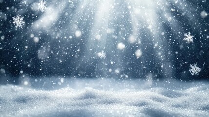 Glittering snowflakes in a winter wonderland scene