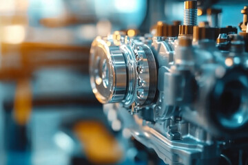 Fototapeta premium Automobile car gearbox with toothed wheels.