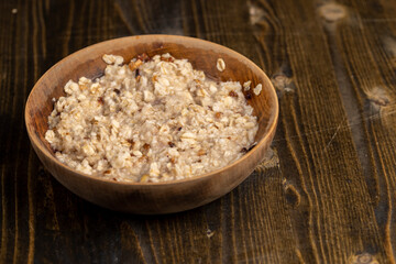 oat flakes with the addition of pieces of dried berries and fruits