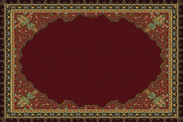 Persian Carpet Texture, abstract ornament. Round mandala pattern, Middle Eastern Traditional Fabric Texture.	