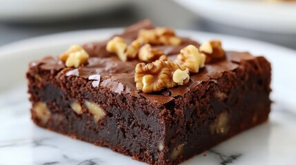 Rich, fudgy brownie topped with crunchy walnuts, perfect for dessert lovers