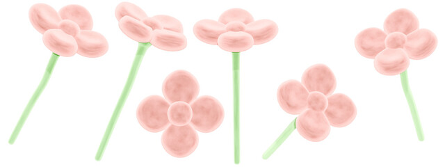 Obraz premium 3d icon, 3d illustration, cute daisy, velvet daisies, orange red flower playful and fun-loving design