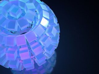 キューブで構成された球体の3Dイラスト