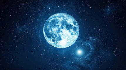Fototapeta premium Bright full moon in a starry night sky