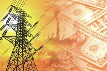 The Price of Power: A stark image of a towering power line against a backdrop of money and...