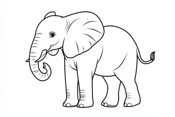 Fototapeta premium African Elephant Line Art Illustration A Detailed Drawing of a Majestic African Elephant