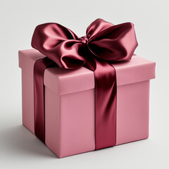 Obraz premium Elegant Pink Gift Box with Burgundy Satin Bow