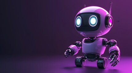 Lavender Robot in Motion on a Dark Grey Surface, Gentle Innovation in Technology