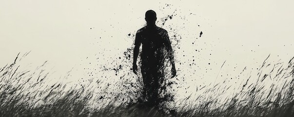 Ink splatter splash abstract silhouette outdoors.