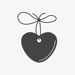 Gift empty sticker. Tag with heart shape. Black promo offer icon. Vector illustration