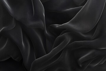 Fototapeta premium Dramatic folds of dark gray fabric, luxurious texture.